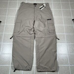 VTG WearFirst Pants Mens 34x30 Khaki Cargo Convertible‎ Wide Leg Baggy Skate Y2K